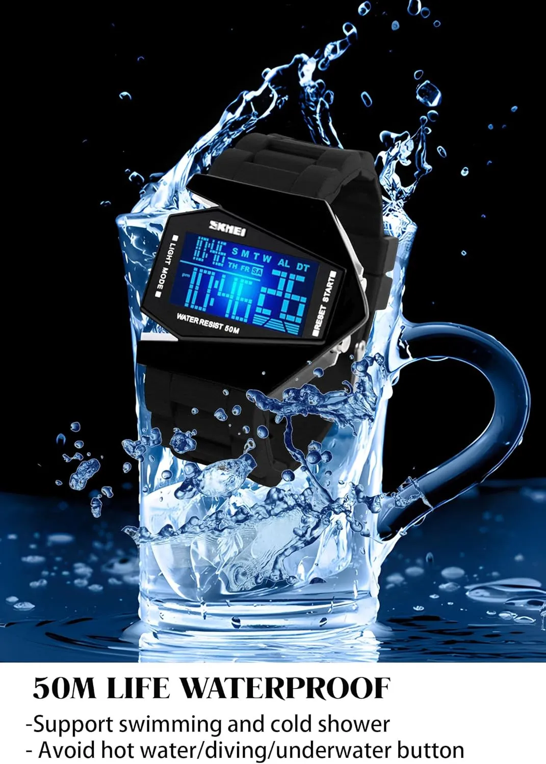 Gosasa Men Sports Military Watches Digital Airplane Shaped LED Light Waterproof Watches