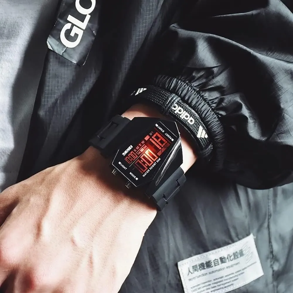 Gosasa Men Sports Military Watches Digital Airplane Shaped LED Light Waterproof Watches
