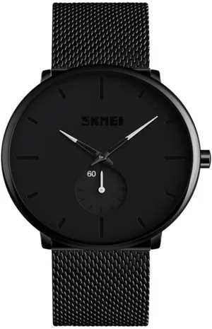 Gosasa Mens Watches Ultra Thin Wrist Watches for Men Minimalist Waterproof Quartz Analog Stainless Steel Mesh Band Watch (White)