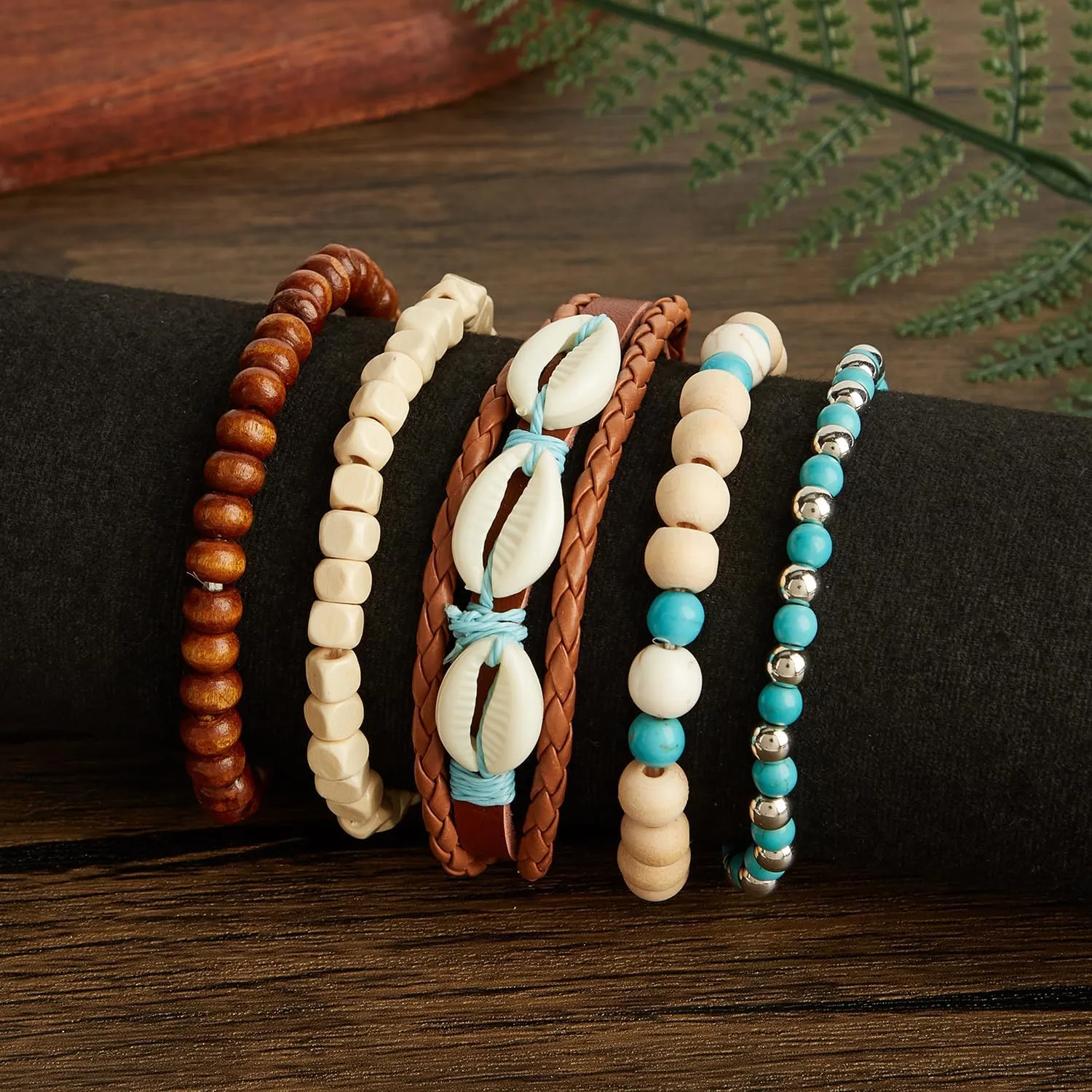 Gothic Bracelet Set Adjustable Tribal Retro Punk Adjustable Prayer Beaded Cuff Wrap Bangle - Braided Multilayer Grunge Jewelry