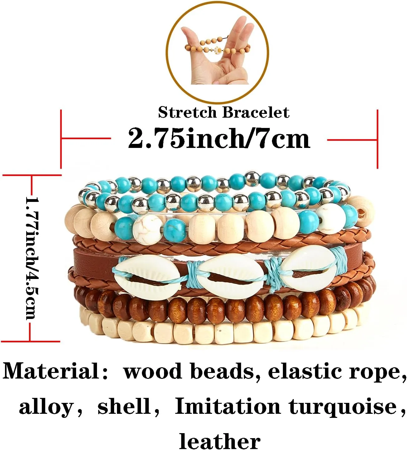 Gothic Bracelet Set Adjustable Tribal Retro Punk Adjustable Prayer Beaded Cuff Wrap Bangle - Braided Multilayer Grunge Jewelry
