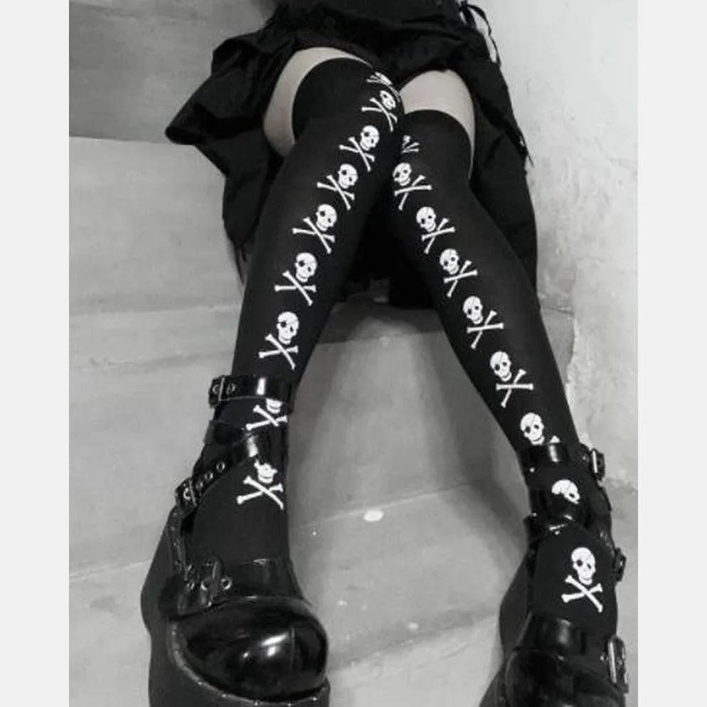 Gothic Skull Bat Spider Socks Collection, Sexy Over Knee Tights For Women