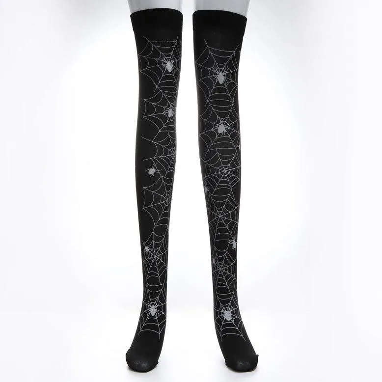 Gothic Skull Bat Spider Socks Collection, Sexy Over Knee Tights For Women
