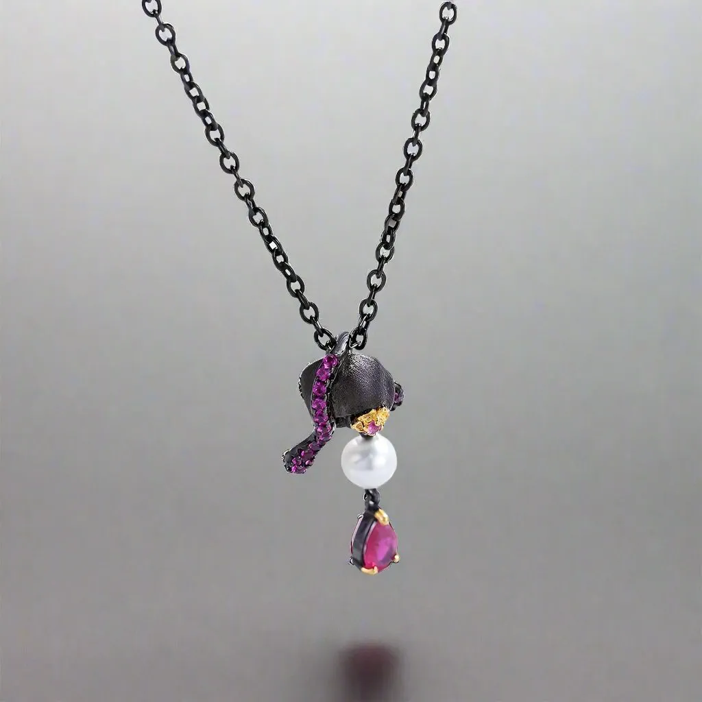 Gothic Skull with Freshwater Pearl Necklace