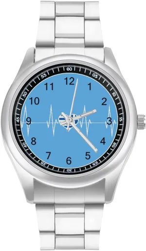 Greece Heartbeat Cute Greek Flag Watches Stainless Steel Band Wristwatch Business Dress Watch for Work Home