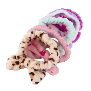 Green Pink White Stripes 5 Pcs Spa Headband Set Bow Clips Elastic Hair Tie for Women Girls Hair Wrap for Face Washing and Makeup