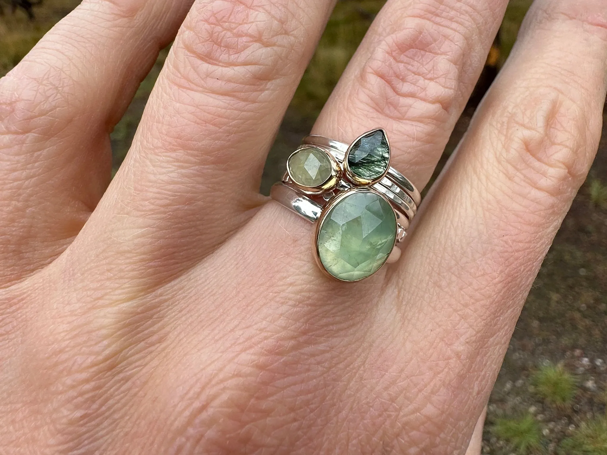 Green Stacking Ring Set