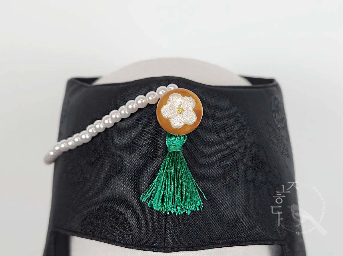 Green Tassel Black Baby Girl Hanbok Hat