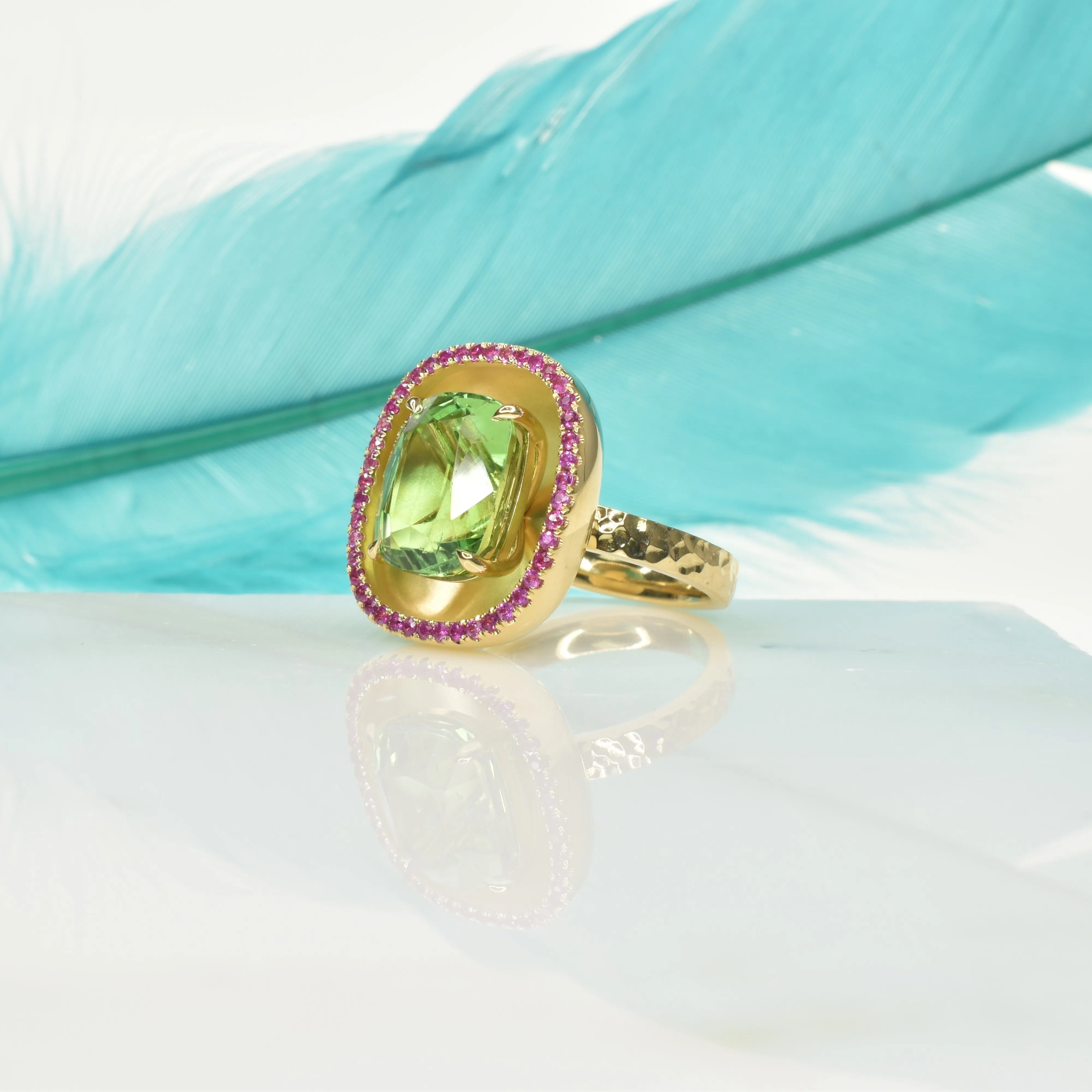 Green Tourmaline Art Deco Ring