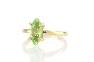 Green Tourmaline Marquise Cut Solitaire Ring – 14k Solid Gold October Birthstone Jewelry for Women – Minimalist Gift Ring