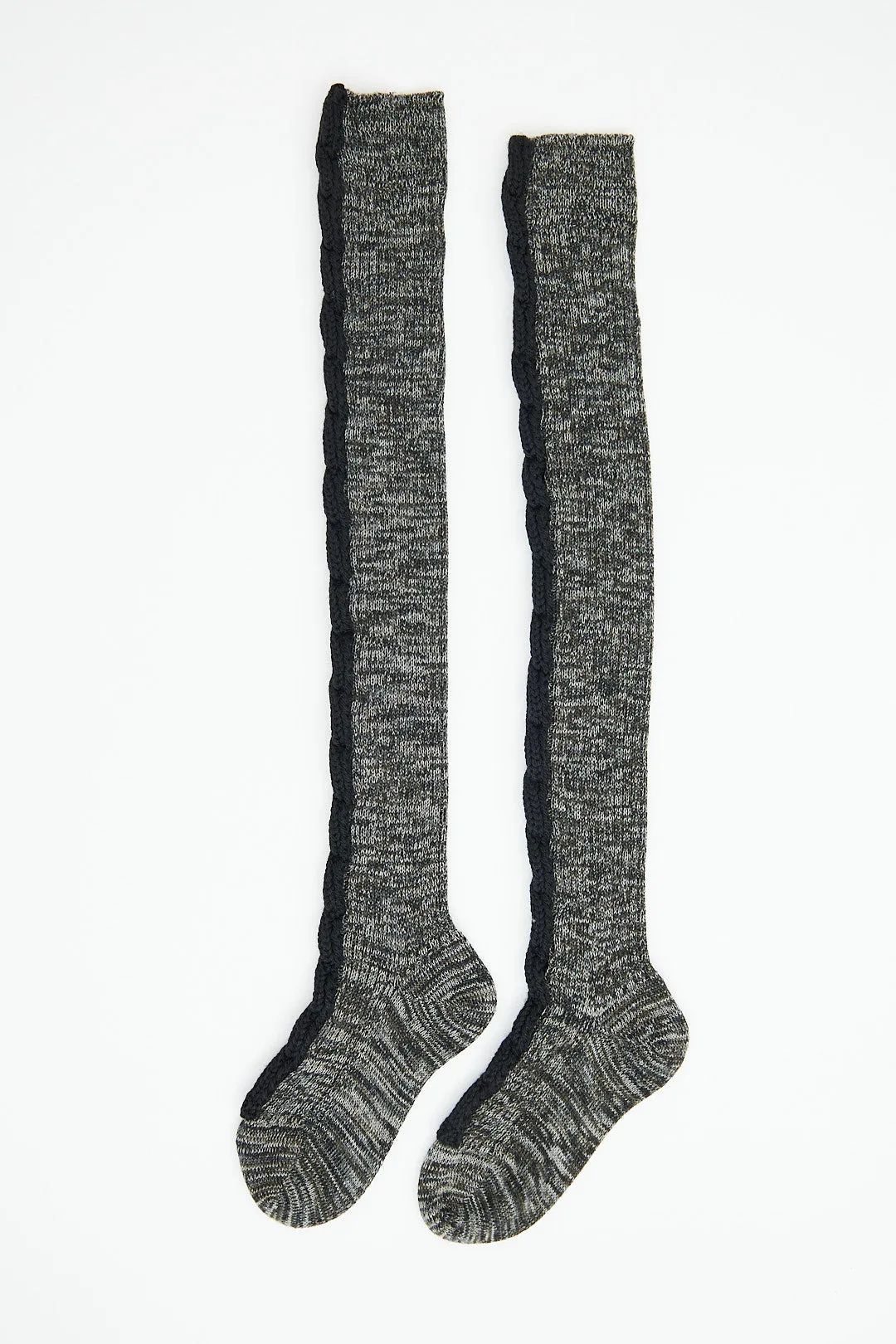Grey & Black Over The Knee Socks