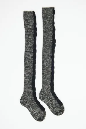 Grey & Black Over The Knee Socks