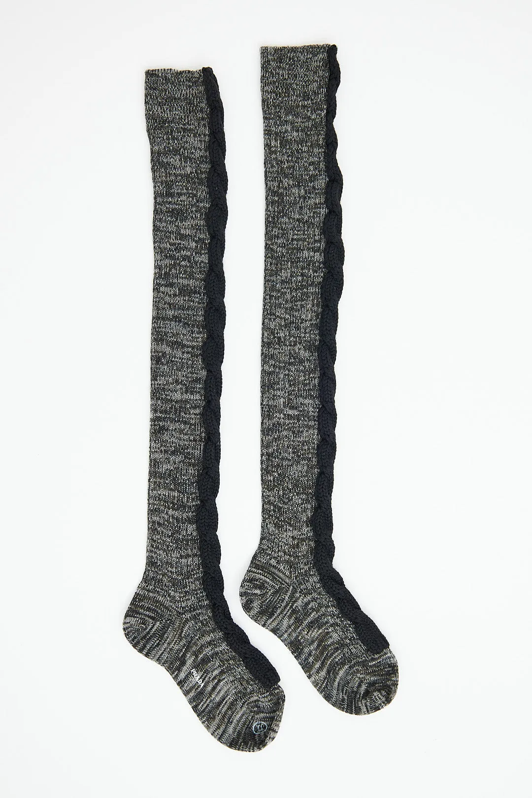 Grey & Black Over The Knee Socks