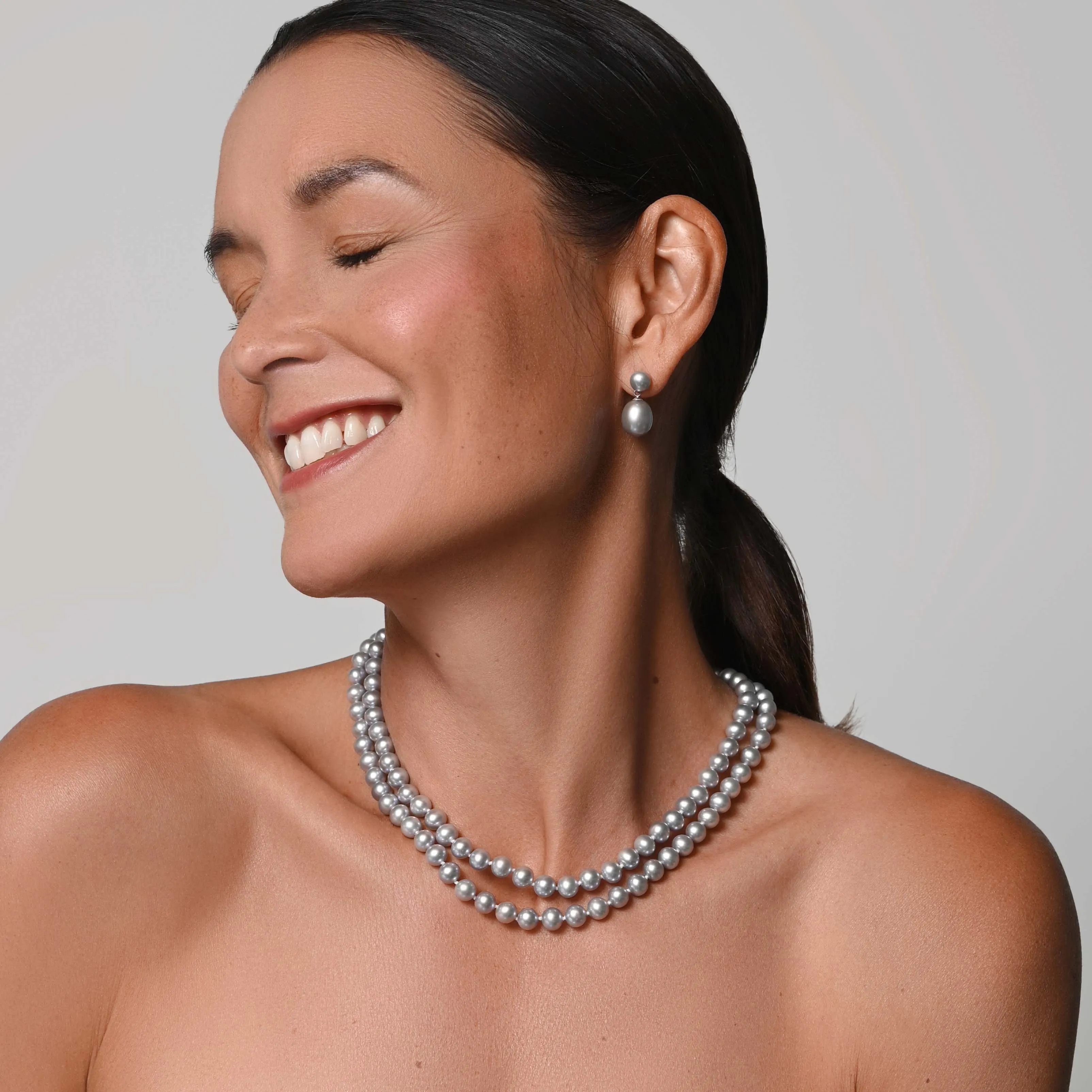 Grey Freshwater Pearl Large Drop Earring