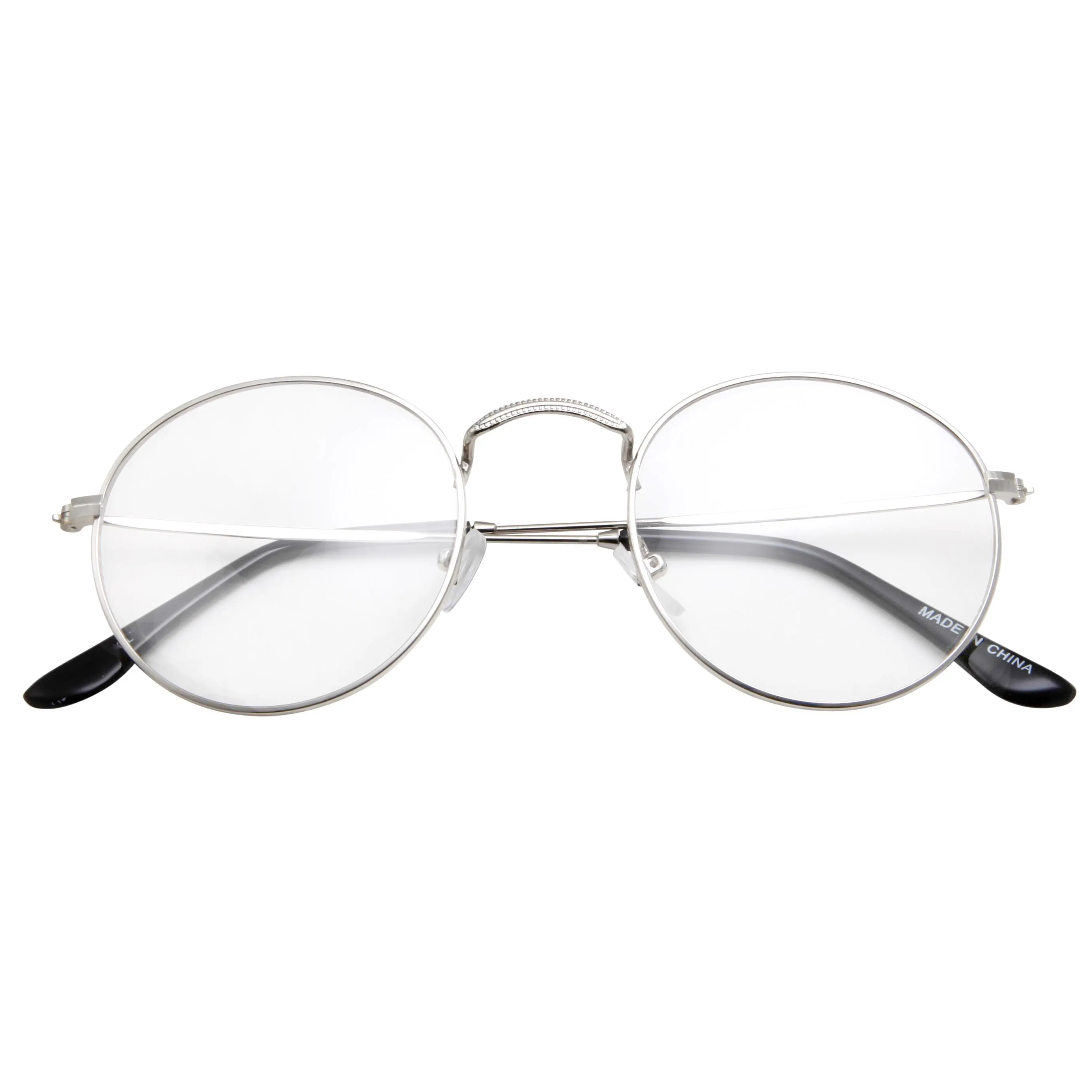 grinderPUNCH Retro Round Clear Lens Glasses Metal Frame - Halloween Costume Glasses - Harry Potter Glasses