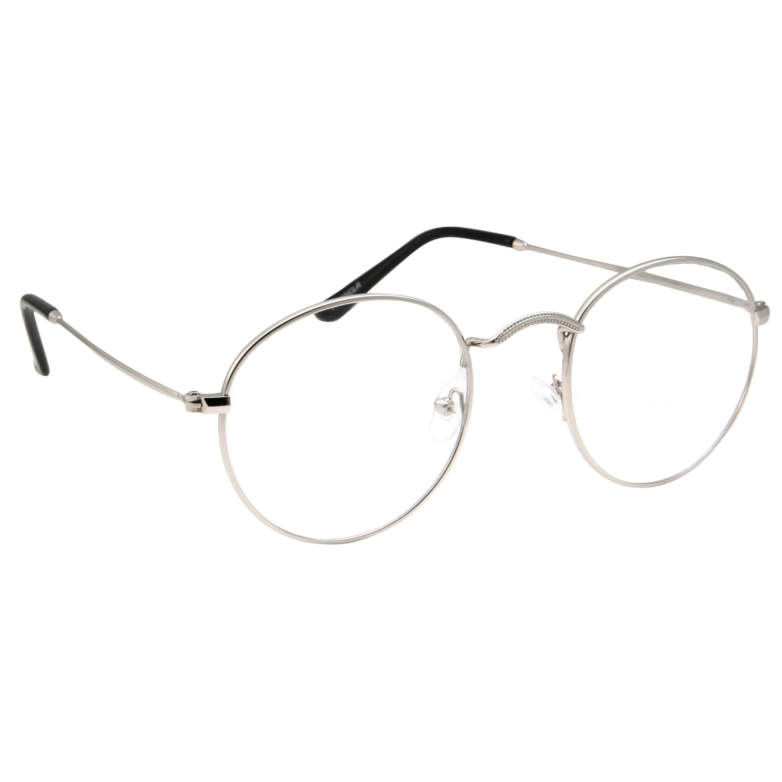 grinderPUNCH Retro Round Clear Lens Glasses Metal Frame - Halloween Costume Glasses - Harry Potter Glasses