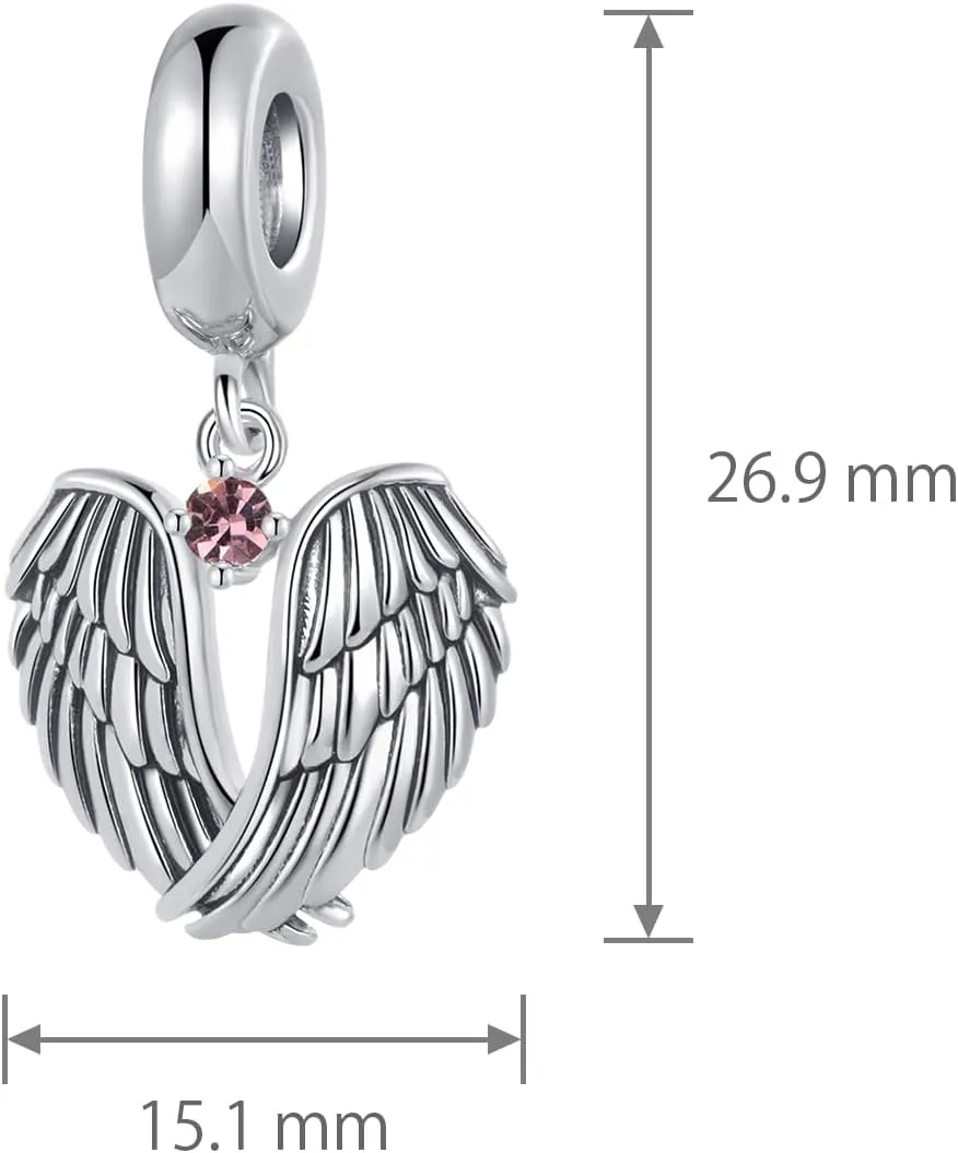 Guardian Angel Wings Dangle Charm Compatible with Pandora Charms Bracelets Birthday Pendants for Women Jewelry Gift