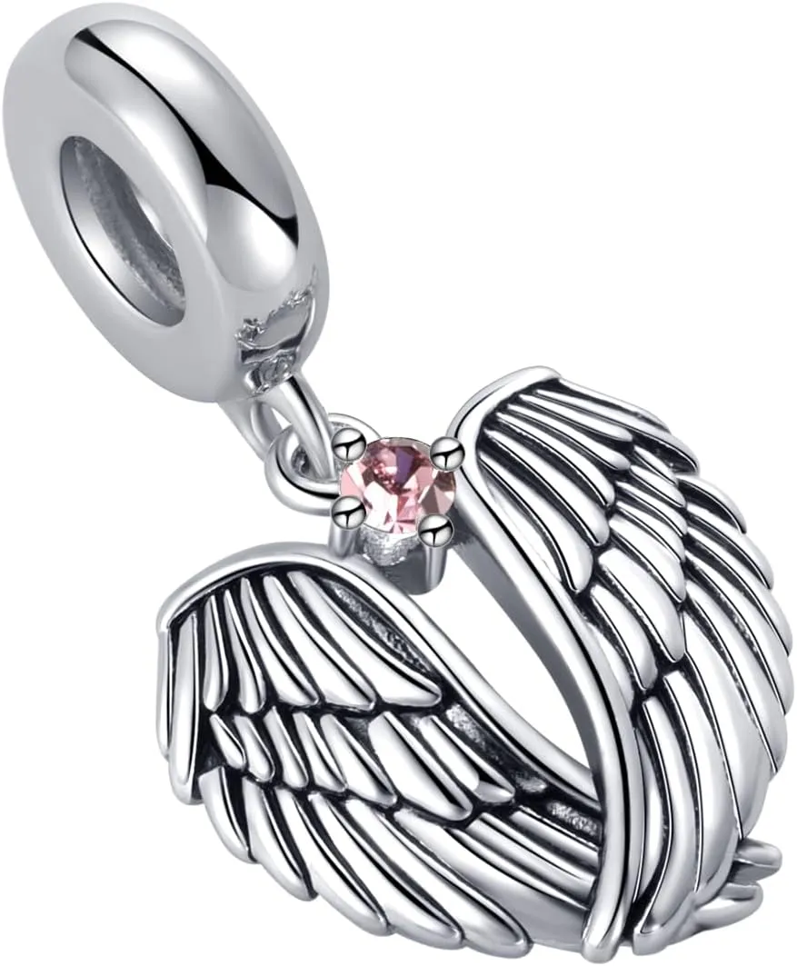 Guardian Angel Wings Dangle Charm Compatible with Pandora Charms Bracelets Birthday Pendants for Women Jewelry Gift