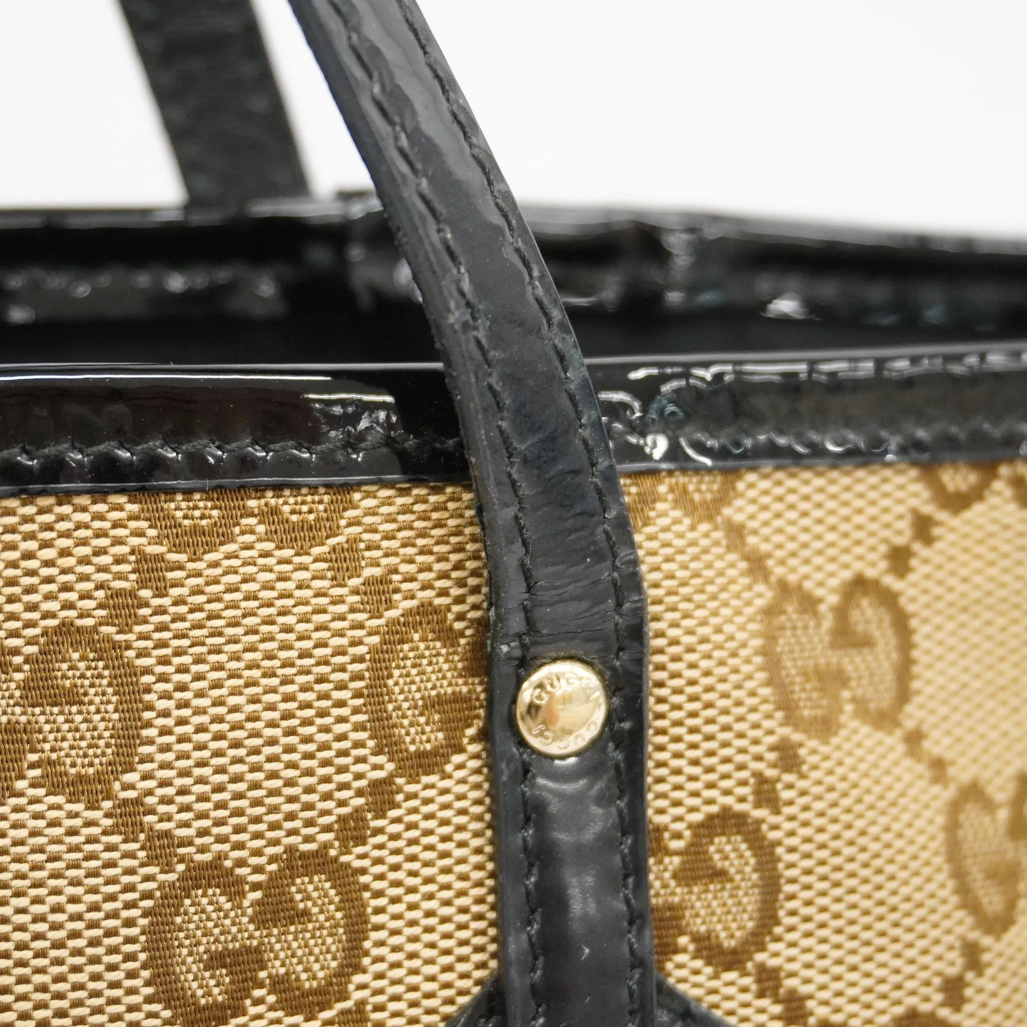 GUCCI  GG Canvas Tote Bag 211976 Women's Canvas Tote Bag Beige,Black