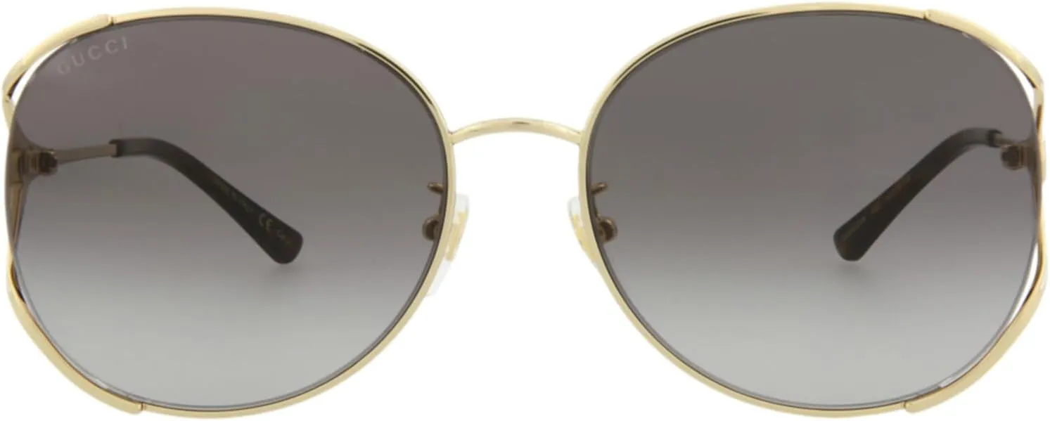 Gucci Round/Oval Sunglasses Gold Gold Grey Luxury Eyewear Made In Italy Metal Frame Designer Fashion for Everyday Luxury
