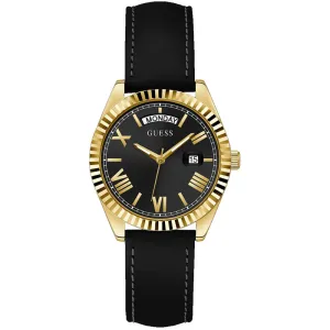 Guess Luna Black Leather Strap Ladies Watch GW0357L1