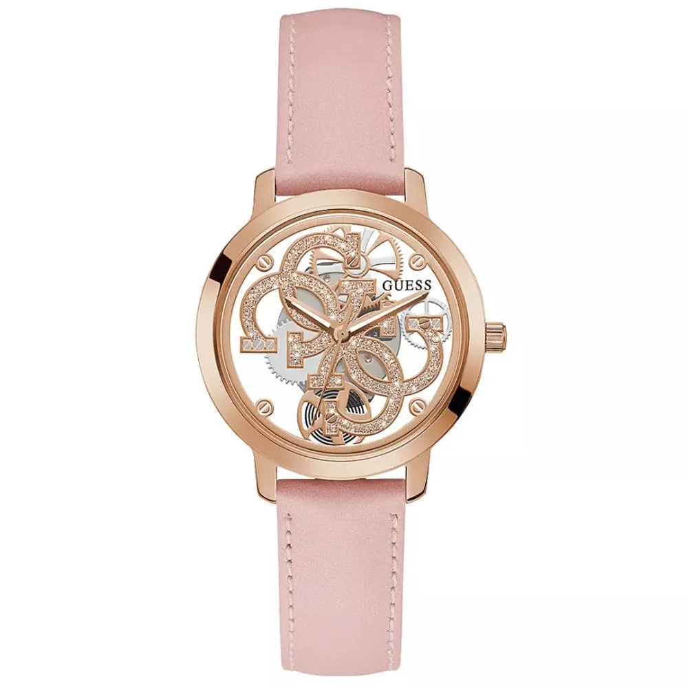 Guess Quattro Dial with Pink Leather Strap Ladies Watch GW0383L2