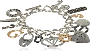 GUESS "Basic Mixed Metal Logo Charm Toggle Charm Bracelet
