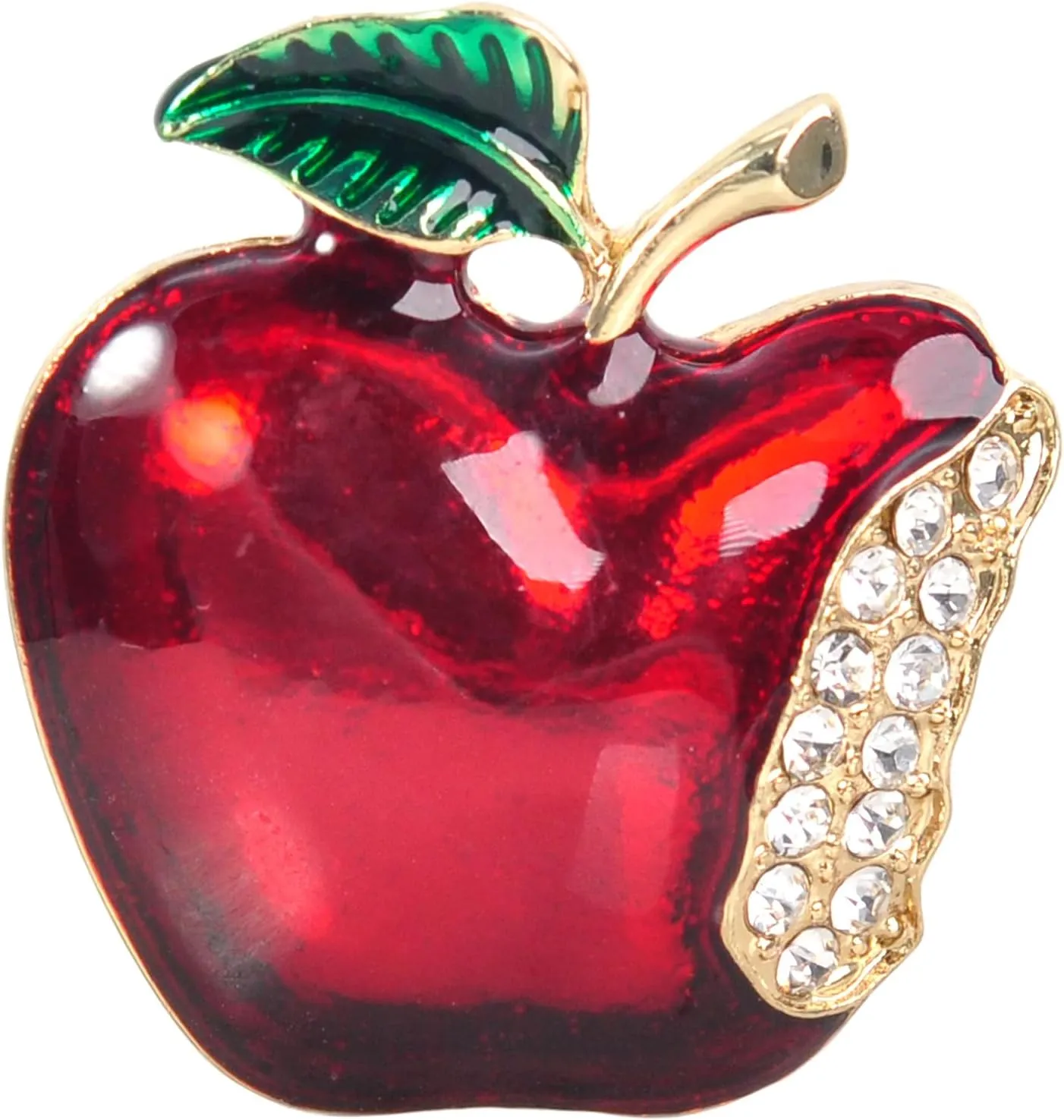 Gyn&Joy Hand Painted Red Apple Fruit Brooch Pin