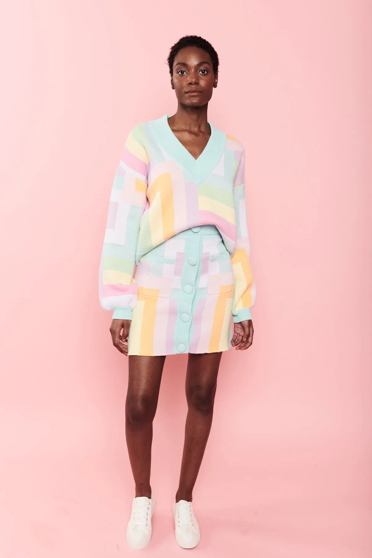 Hadley Pastel Geometric Knitted Skirt