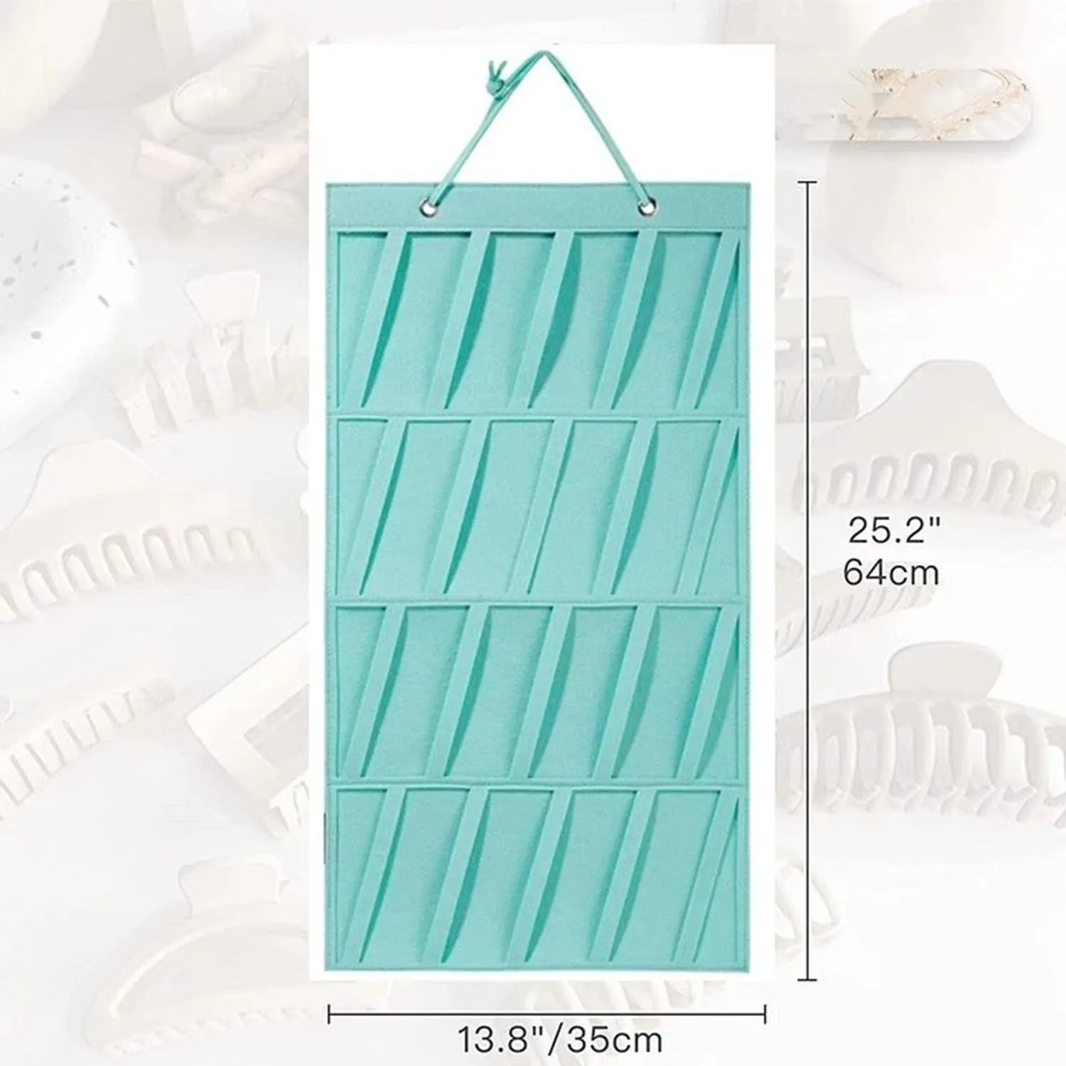 Hair Claw Clip Organizer Turquoise Hair Claw Clip Holder Organizer Accommodates 20 Clips for Bedroom Door, Wall, Storage Organizer