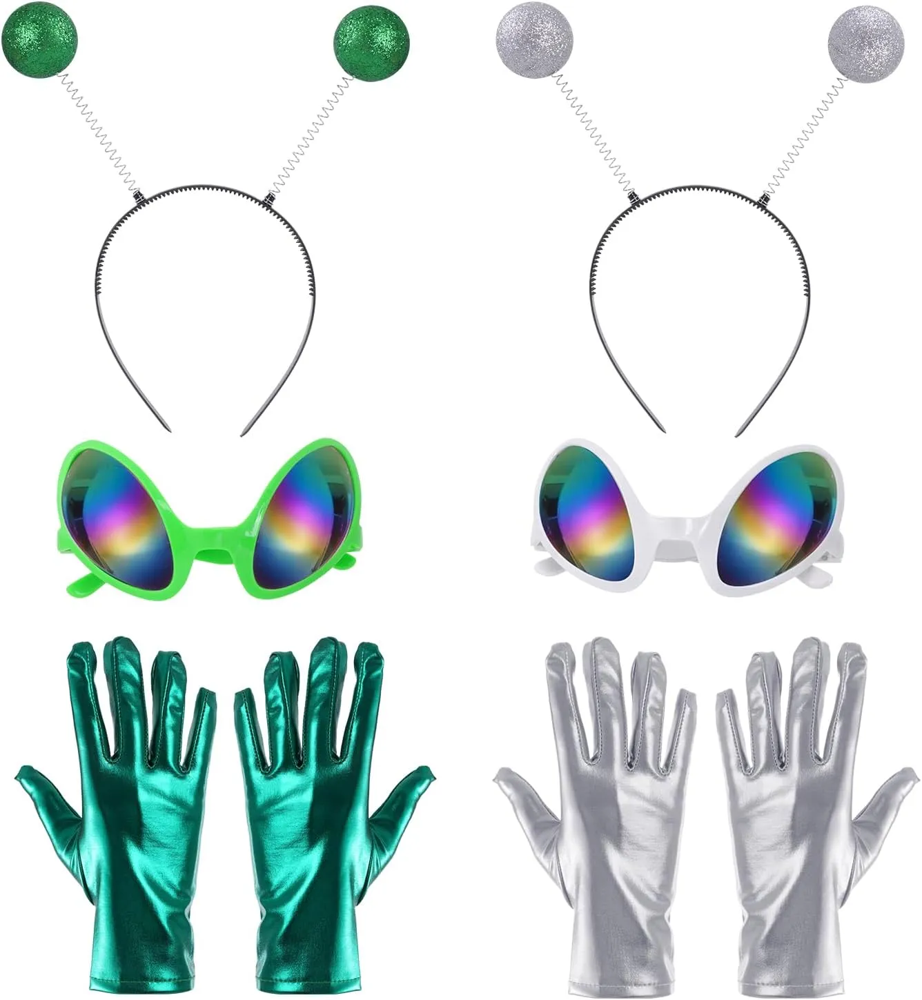 Halloween Alien Antenna Headband Glasses Metallic Gloves Alien Sunglasses Costume Party Accessories Space Costume Accessories