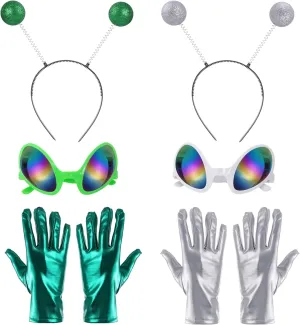 Halloween Alien Antenna Headband Glasses Metallic Gloves Alien Sunglasses Costume Party Accessories Space Costume Accessories
