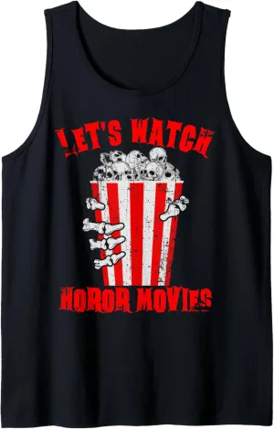 Halloween Lets Watch Horror Movies Skeleton Hand Tank Top