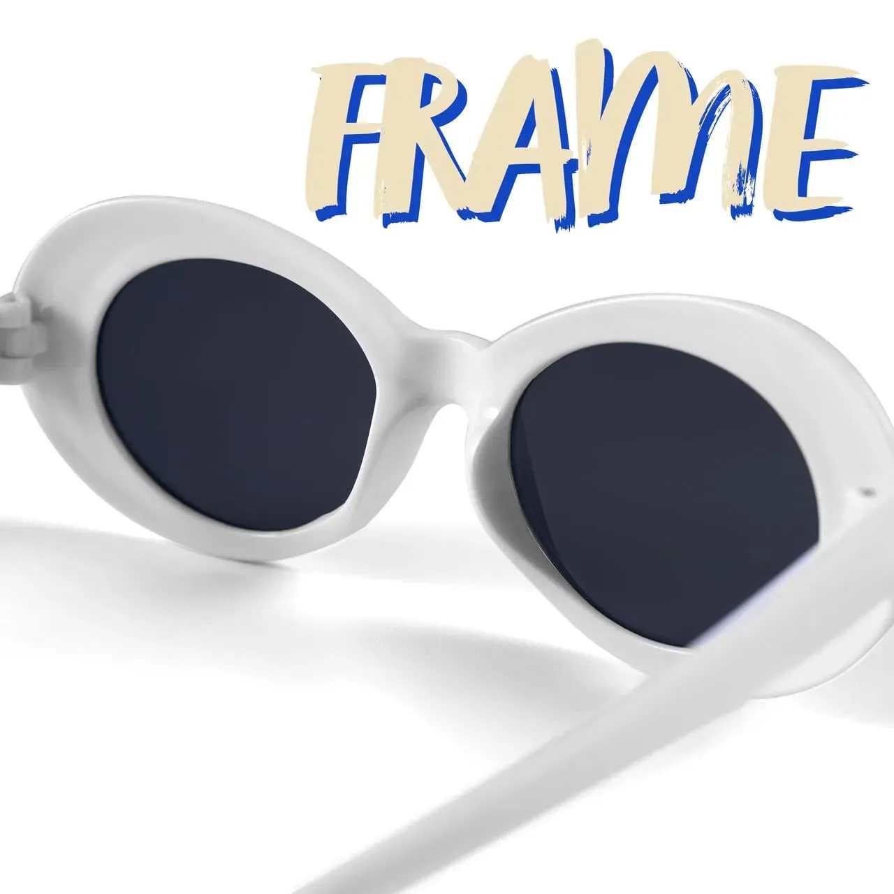 Halloween Oval Goggles Glasses, White Circular Sunglasses