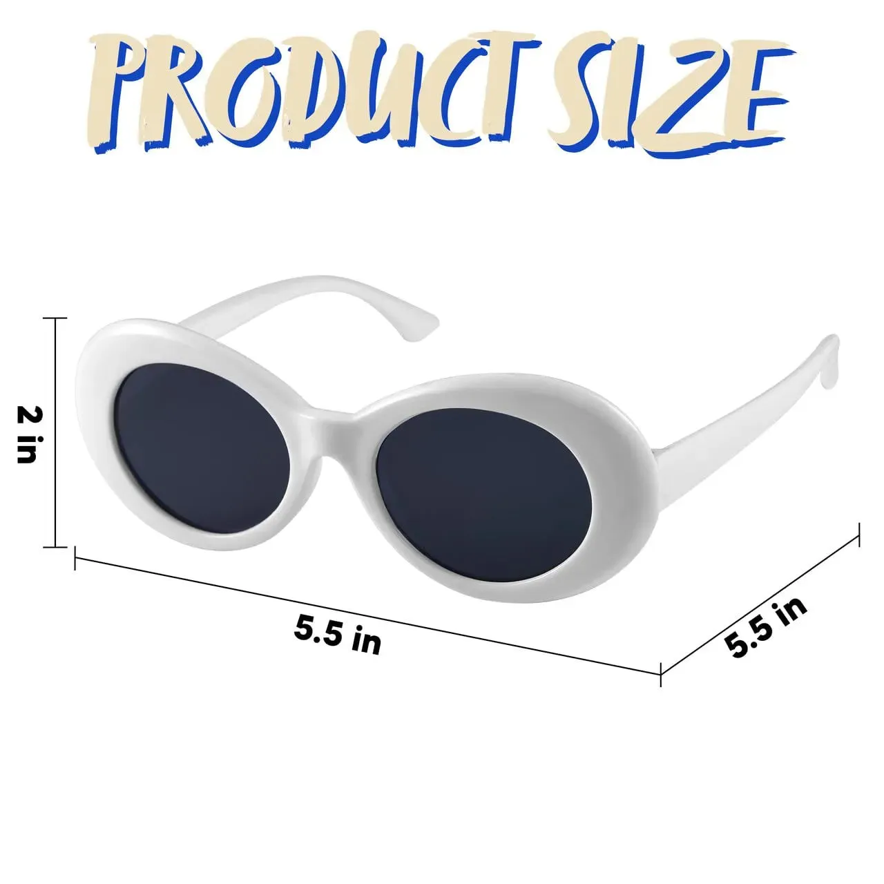 Halloween Oval Goggles Glasses, White Circular Sunglasses