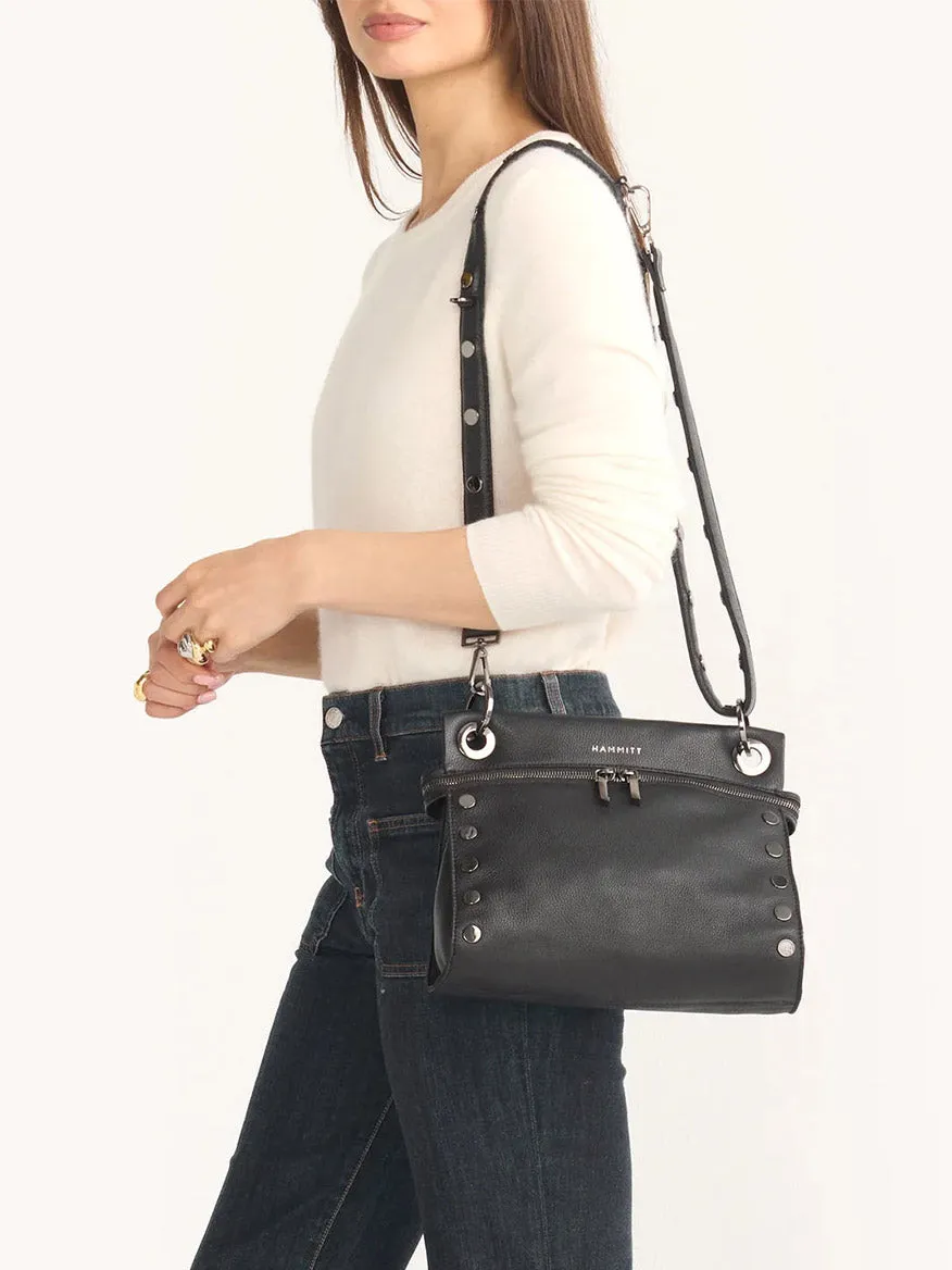 Hammitt Los Angeles Tony Signature Medium Crossbody in Black & Gunmetal