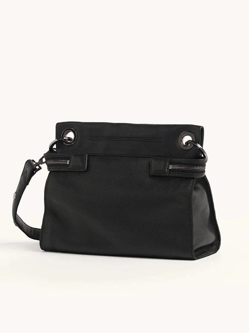 Hammitt Los Angeles Tony Signature Medium Crossbody in Black & Gunmetal