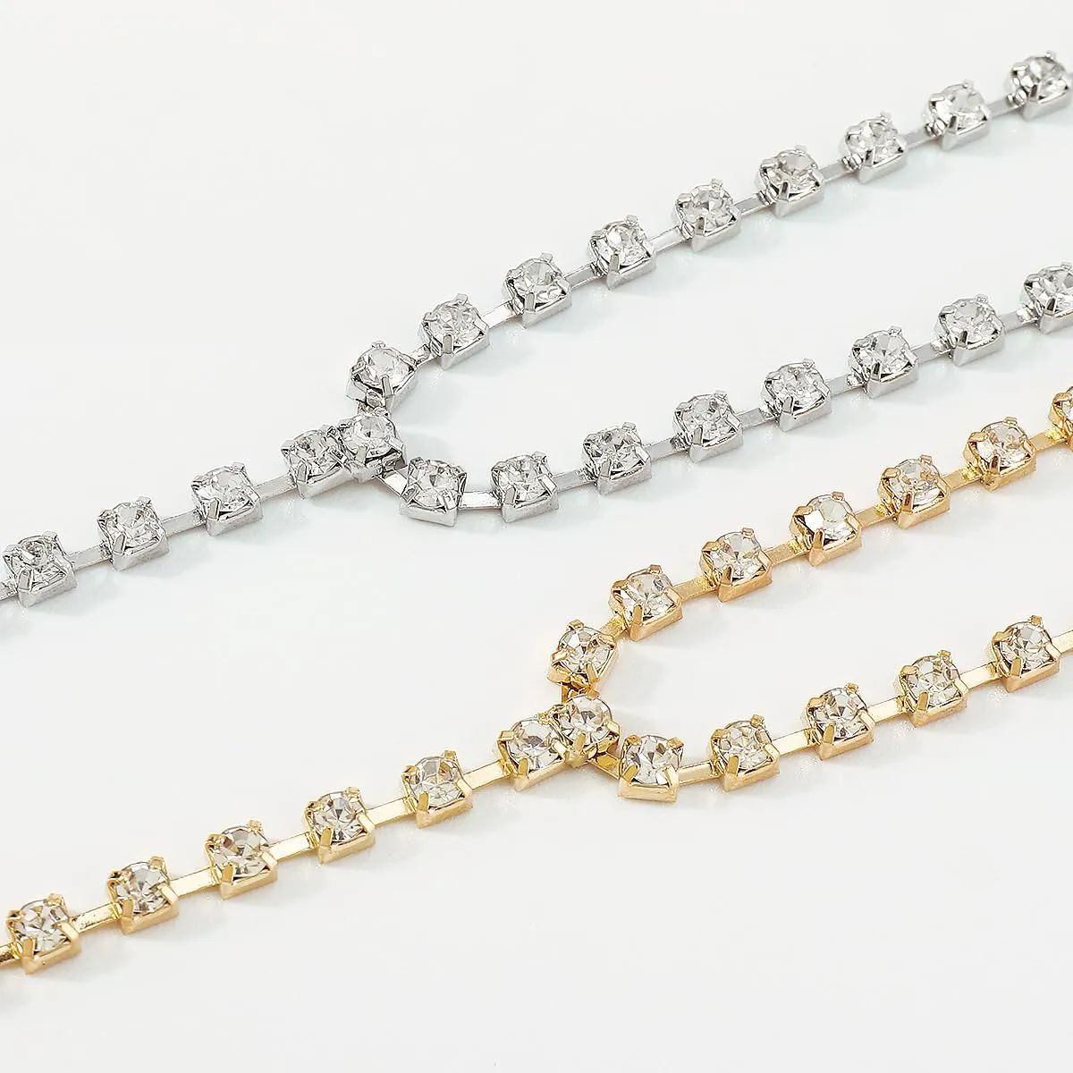Hand Chain Bracelet for Women Trendy Link Chain Charm Bracelet Set Finger Ring Slave Bracelet Crystal Zircon Hand Chain Body Jewelry