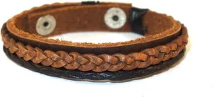Handcrafted Leather Bracelet for unisex- Ideal for Daily Wear or Gifting Cuff Bracelet with adjustable Snap Button 21cm