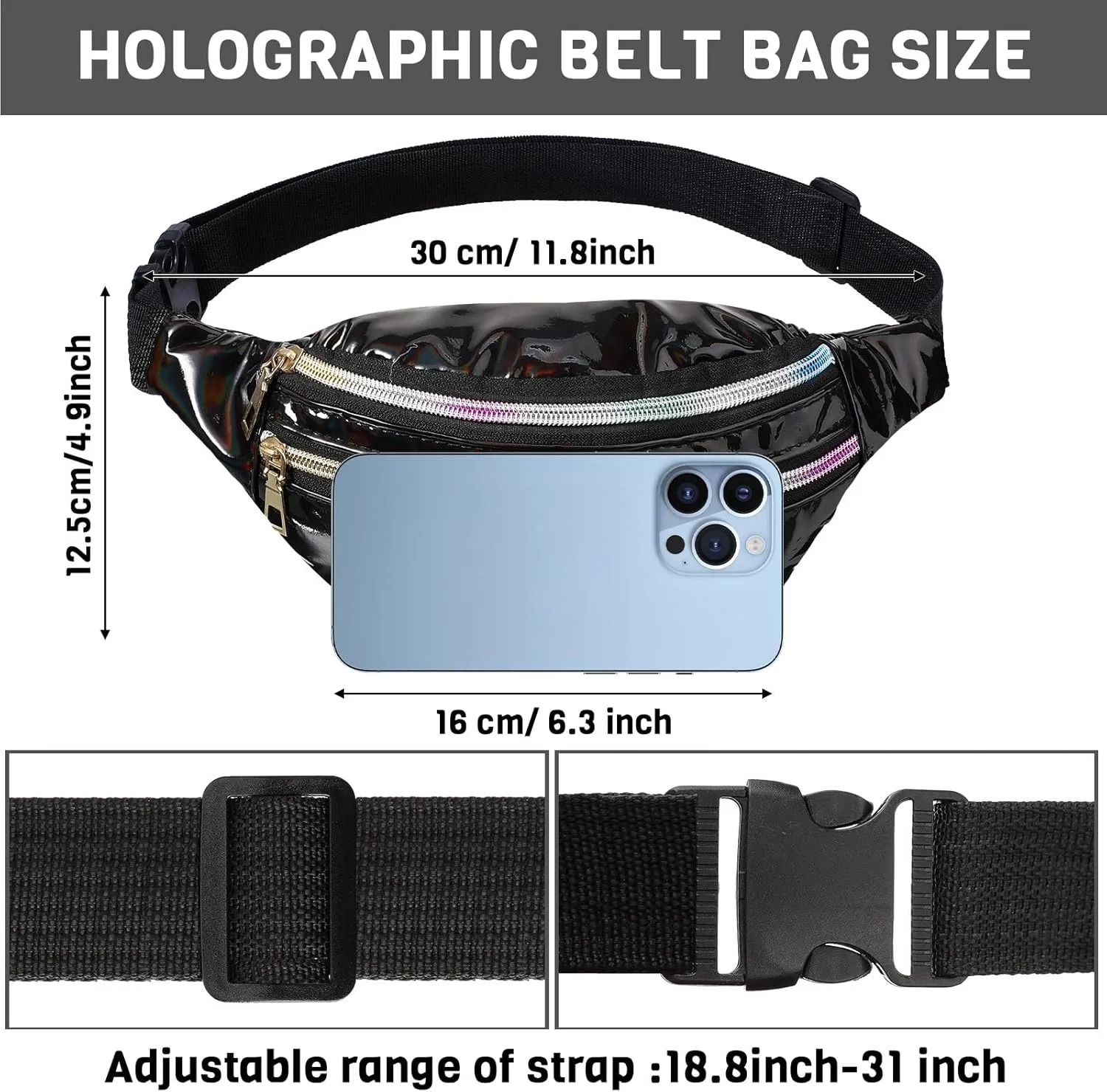 Handepo 19 Pcs 80s Costume Accessories Holographic Fanny Pack Leg Warmers Lace Headband Earrings Gloves Necklace Bracelet