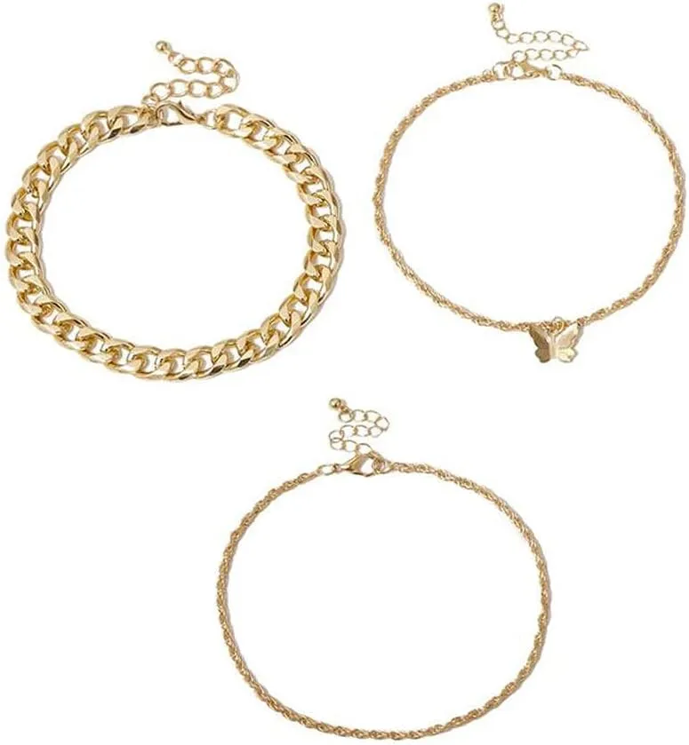 Handmade Anklets Women'S Foot Chain Cubar Chain Crude Chain Combined With Foot Chain, Adjustable Ankle Chain
