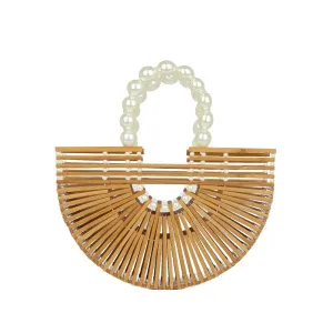 Handmade Bamboo Half-Moon Crossbody Bag