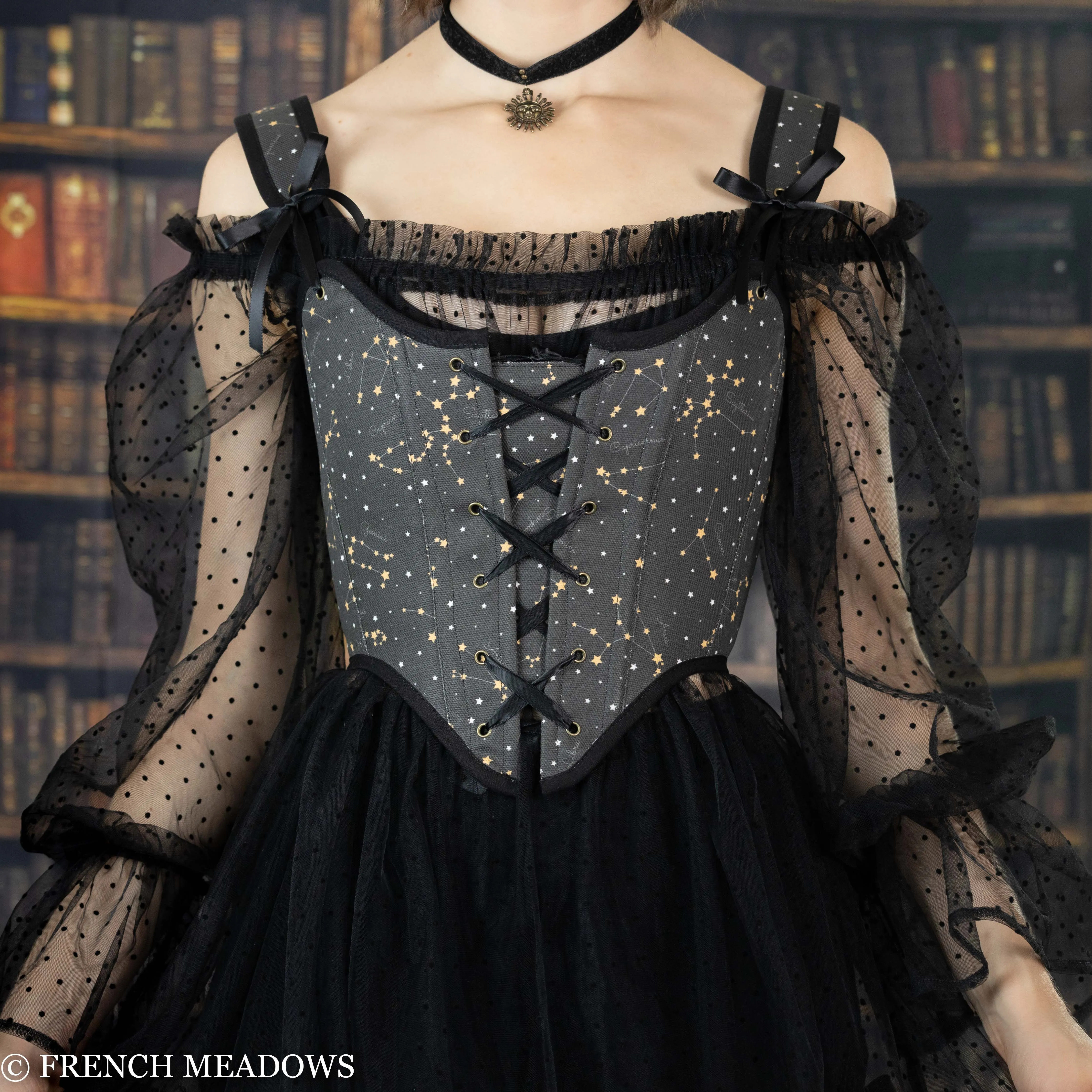 Handmade Black Zodiac Signs Renaissance Bodice