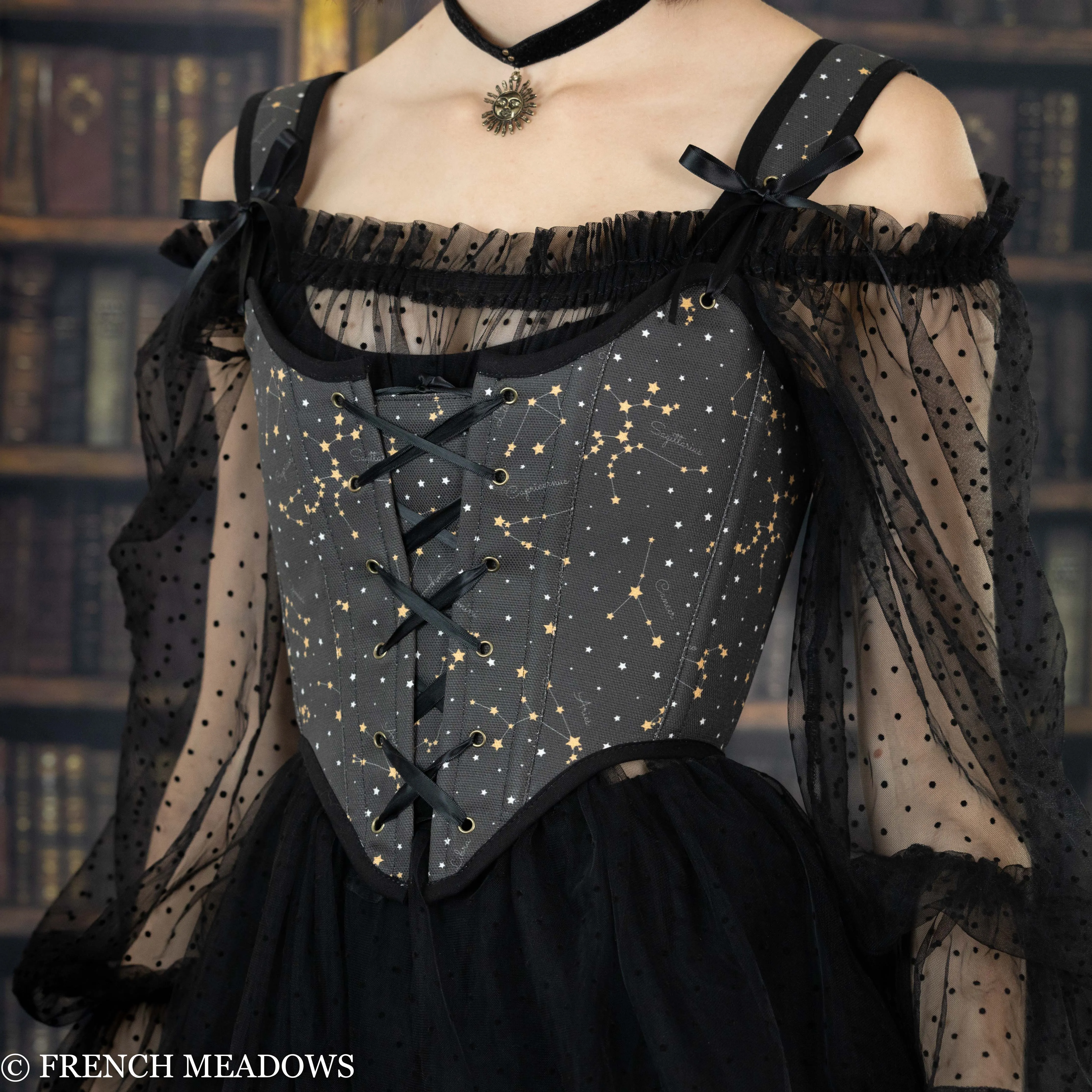 Handmade Black Zodiac Signs Renaissance Bodice