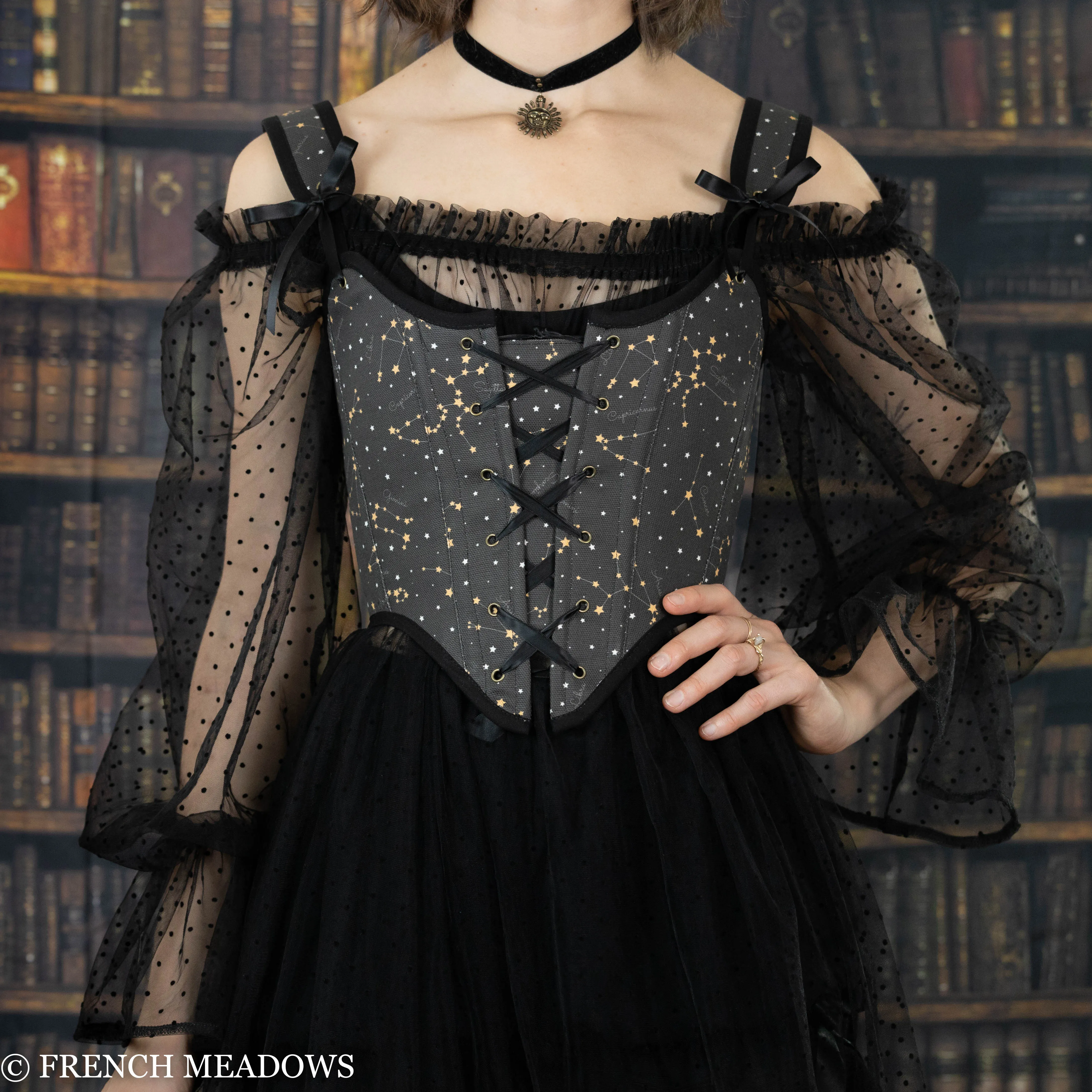 Handmade Black Zodiac Signs Renaissance Bodice