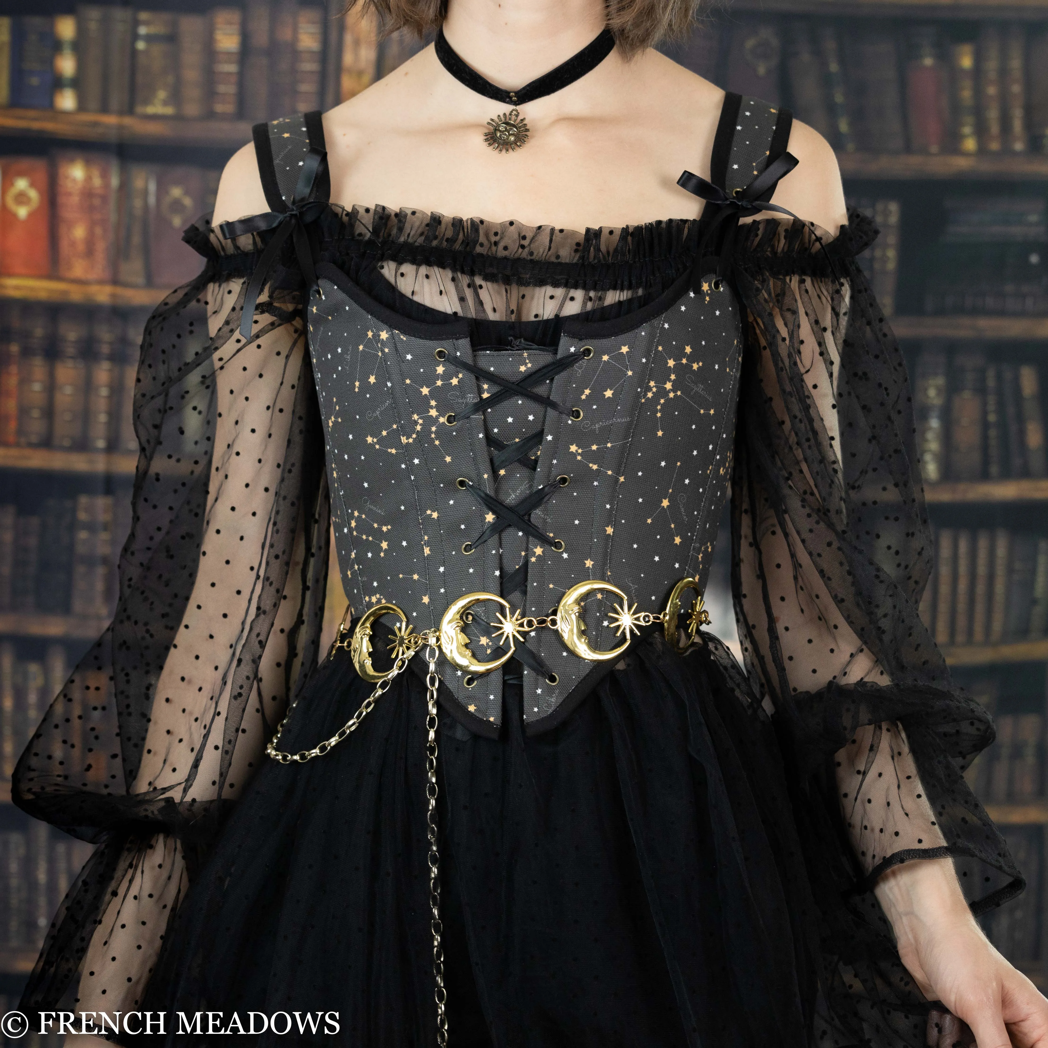 Handmade Black Zodiac Signs Renaissance Bodice