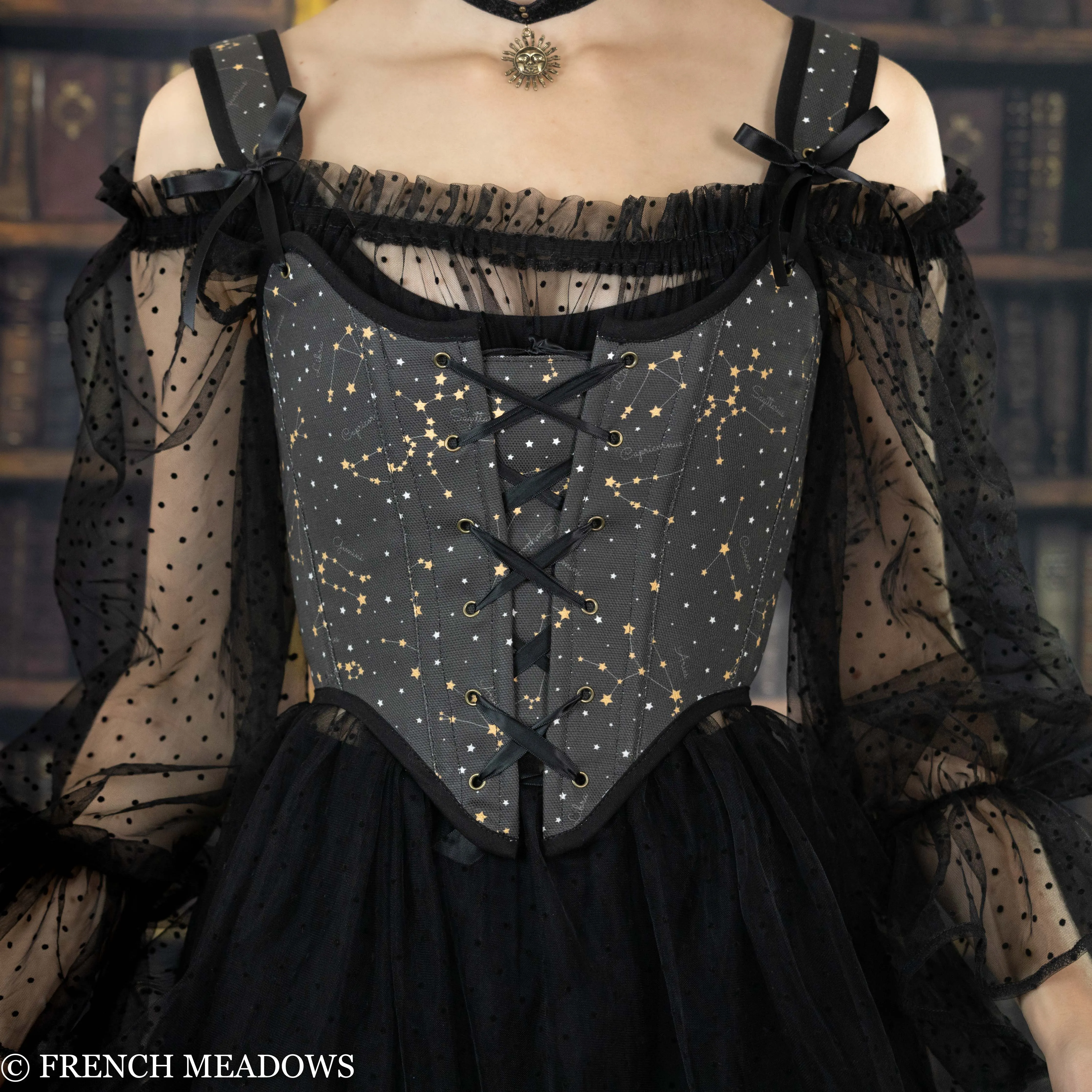 Handmade Black Zodiac Signs Renaissance Bodice