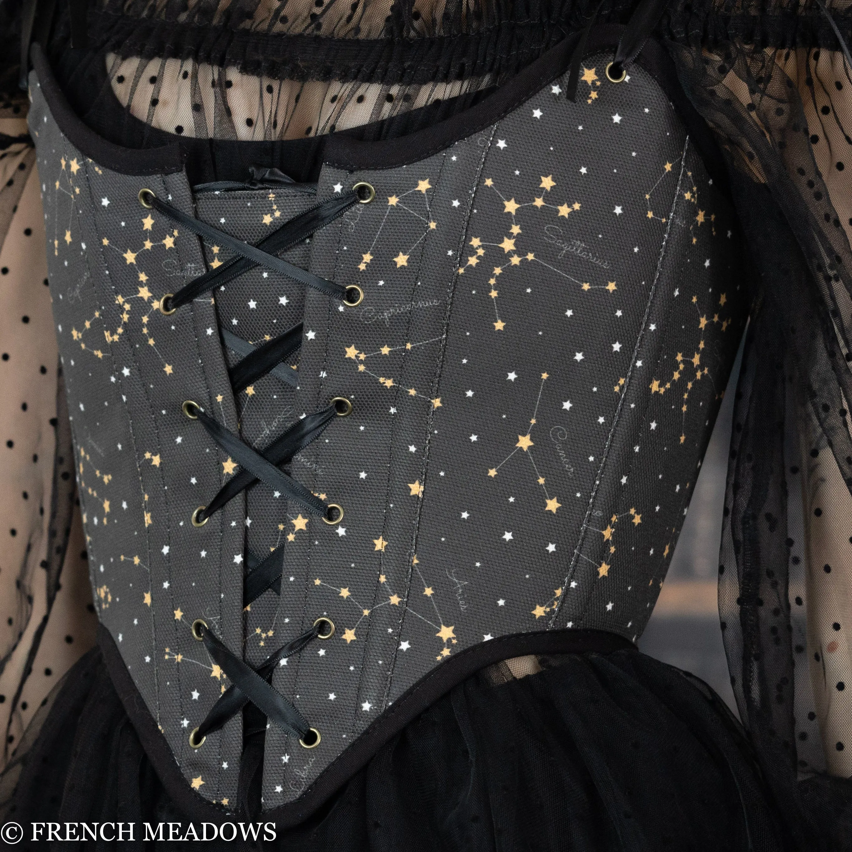 Handmade Black Zodiac Signs Renaissance Bodice