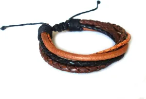 Handmade Leather Bracelet for Men Adjustable Twisted Multi-String Design, 21cm Diameter Unisex Leather Band Perfect for Men and Women.
