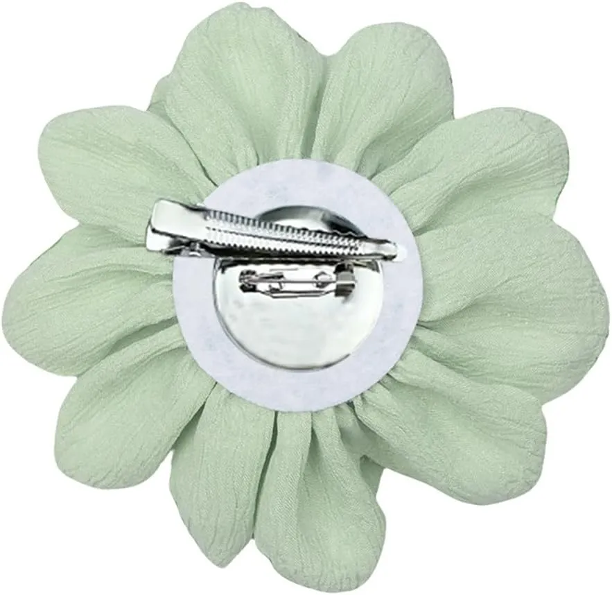 Handmade Satin Fabric Flower Brooches Lapel Pins for Women Vintage Elegant Flower Brooch Hair Clip Pins Wedding Party Dance Dress Clothes Accessories
